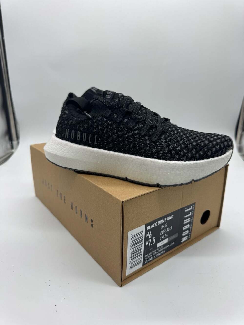 Nobull Black Drive Knit Size W7.5 Black White